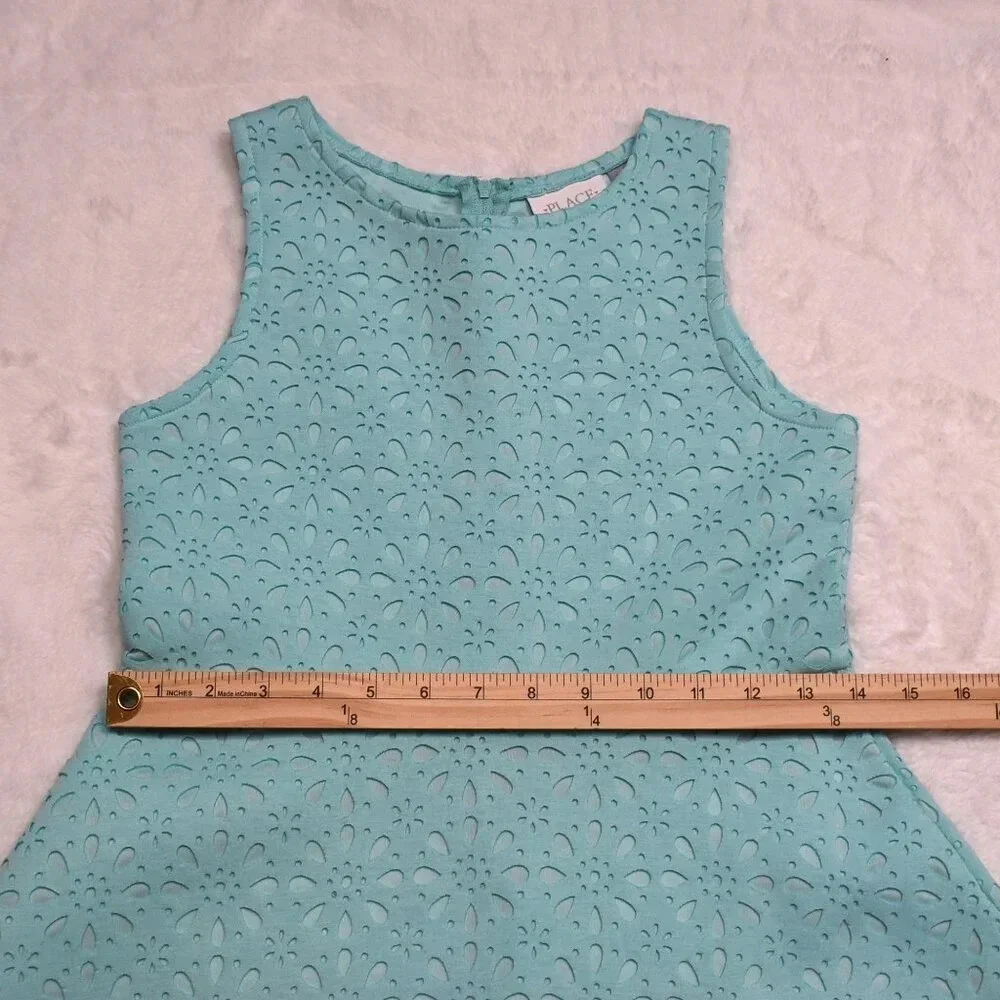 The Childrens Place Dress Daisy Floral Sz L 10/12 Laser Cut Party Coquette - Picture 13 of 16